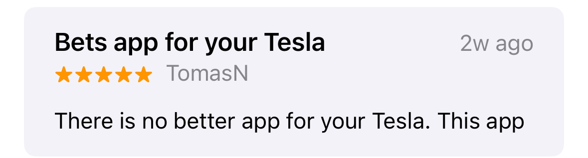 User testimonial from X about Stats for Tesla