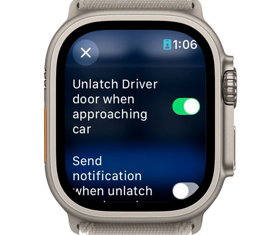 Stats for Tesla Auto Unlatch settings screen