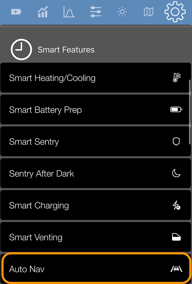 AutoNav screen in Stats for Tesla