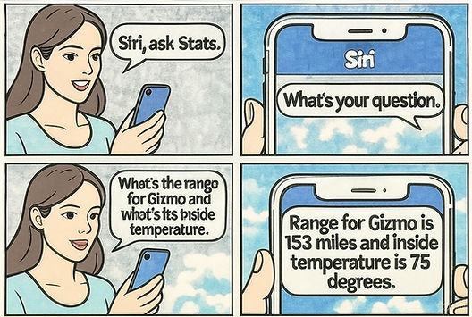 Natural-language Siri in Stats for Tesla